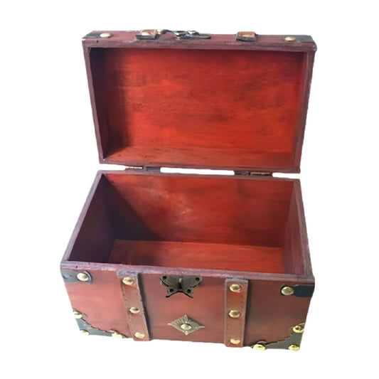 Wooden Trunk with Metal Accents and Vintage Design