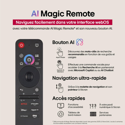 LG TV QNED Evo AI 2025 | 55QNED85A | 55'' (139 cm) | MiniLED 120Hz | Processeur α8 AI 4K Gen2 |Dolby Vision | Alexa