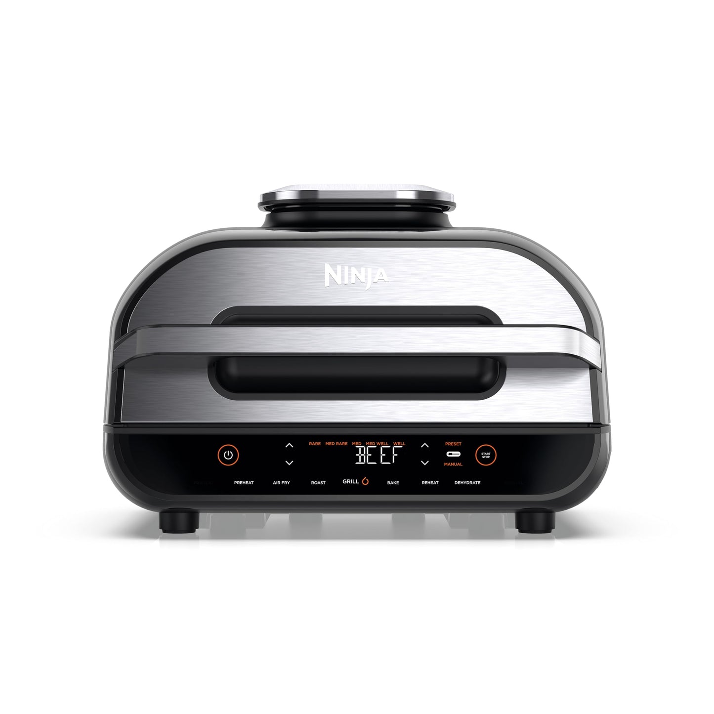 Ninja Foodi MAX Grill & Air Fryer avec Sonde de Cuisson Numérique, 5,7L, 6 Fonctions de Cuisson, Air Fry, Grille, Cuit, Rotis et bien plus, Pièces Lavables au Lave-vaisselle 2460W, Gris/Argent AG551EU